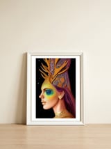 All That Glitters - Cosmic Goddess Portrait — framed, leaning against the wall thumbnail