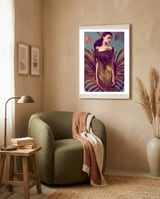 Lady dressed in Monstera Deliciosa Leaves framed in a tender room thumbnail