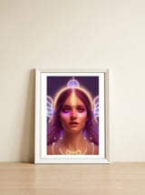 Purple Haze - Goddess of Light Digital Fantasy Artwork — framed, leaning against the wall thumbnail