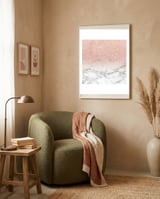 Modern faux rose gold pink glitter ombre white marble framed in a tender room thumbnail