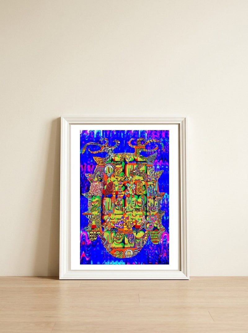 Graffiti Digital 16 — framed, leaning against the wall
