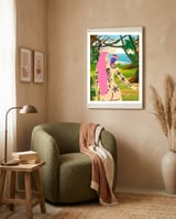 Pink Kingfisher and Me framed in a tender room thumbnail