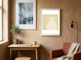 Soft green vase framed in a focused room thumbnail