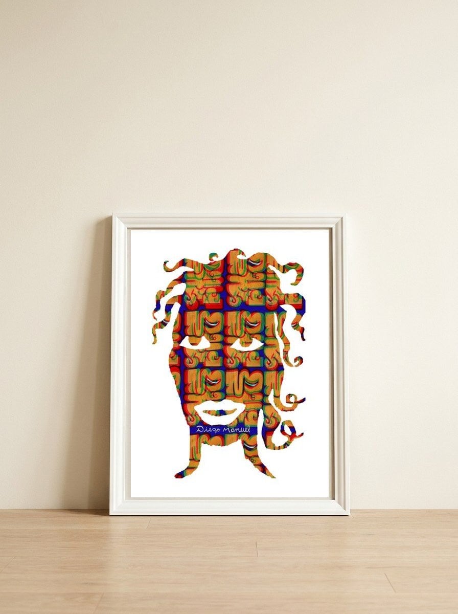 Mujer B 4 — framed, leaning against the wall