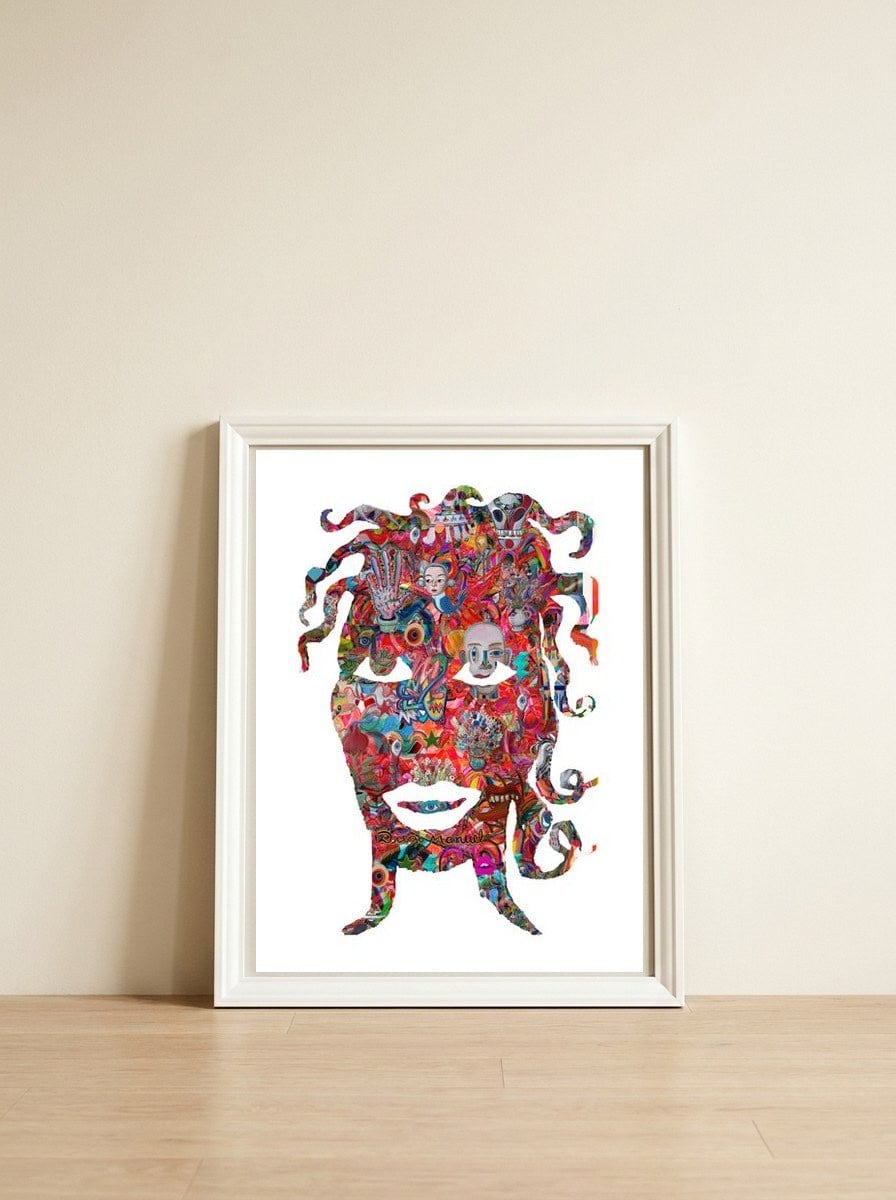 Mujer B 13  — framed, leaning against the wall
