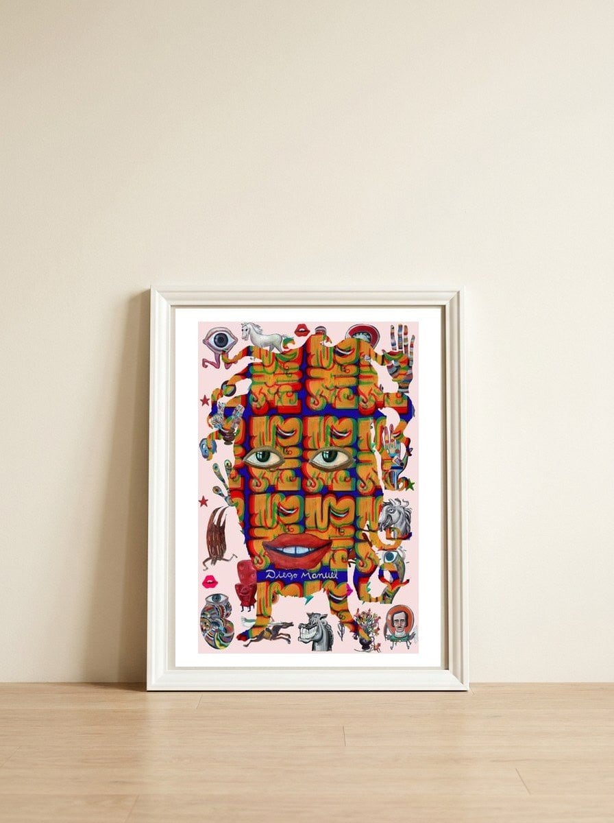 Mujer B 31 — framed, leaning against the wall