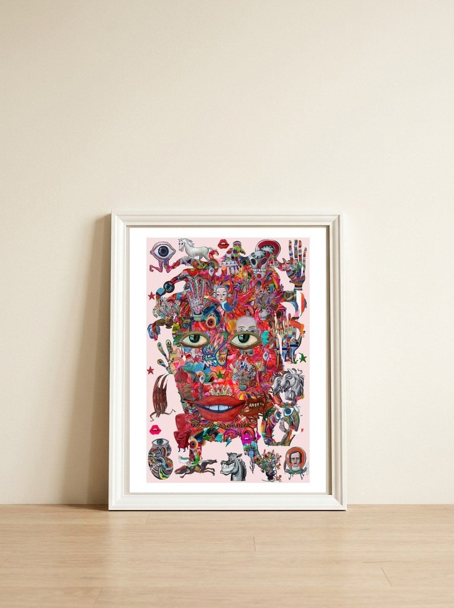 Mujer B 39 — framed, leaning against the wall
