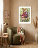  Spice Rose watercolor painting framed in a tender room thumbnail
