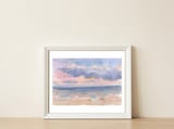 Beautiful morning At The Beach. Watercolor — framed, leaning against the wall thumbnail