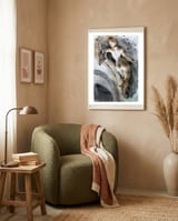Antique sculpture of a naked girl from behind framed in a tender room thumbnail