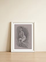 Beautiful drawing of a woman — framed, leaning against the wall thumbnail