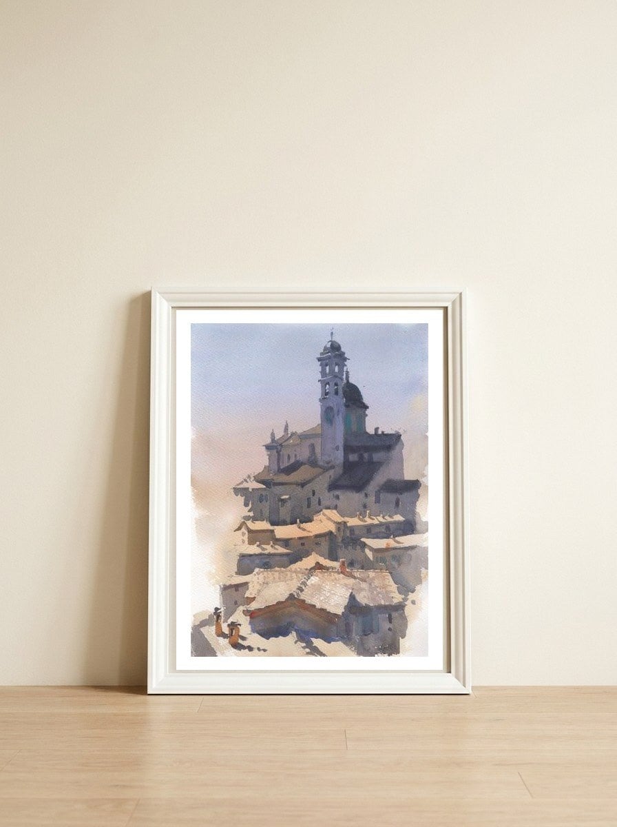 European cityscape architecture — framed, leaning against the wall