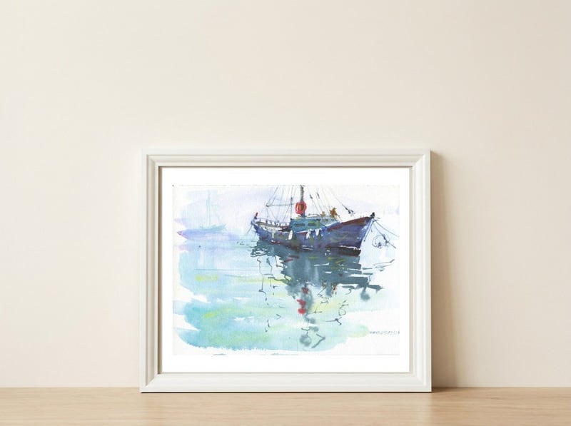 Yacht — framed, leaning against the wall