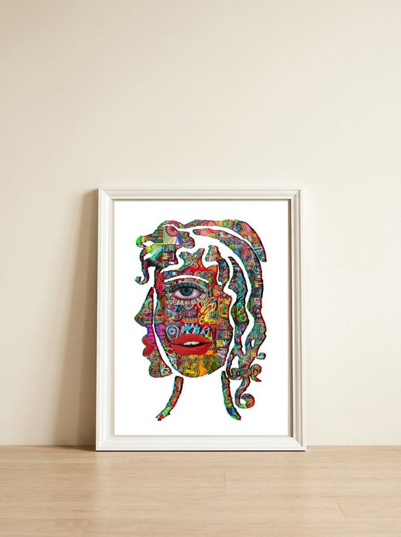 Mujer Digital 2 9  — framed, leaning against the wall