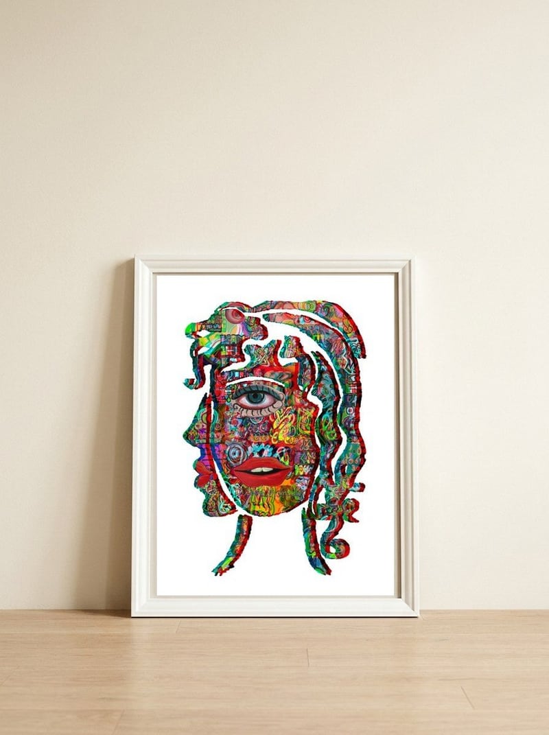Mujer Digital 2 12  — framed, leaning against the wall