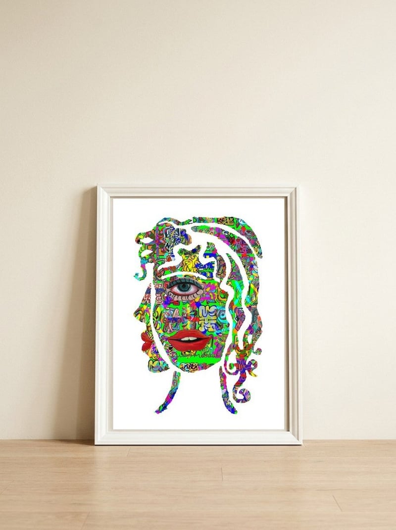Mujer Digital 2 16 — framed, leaning against the wall