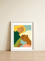 Two Souls One Body I #illustration painting — framed, leaning against the wall thumbnail