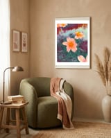 Floating In Love, Watercolor Lotus Pond Botanical Lake, Forest Jungle Floral Painting framed in a tender room thumbnail