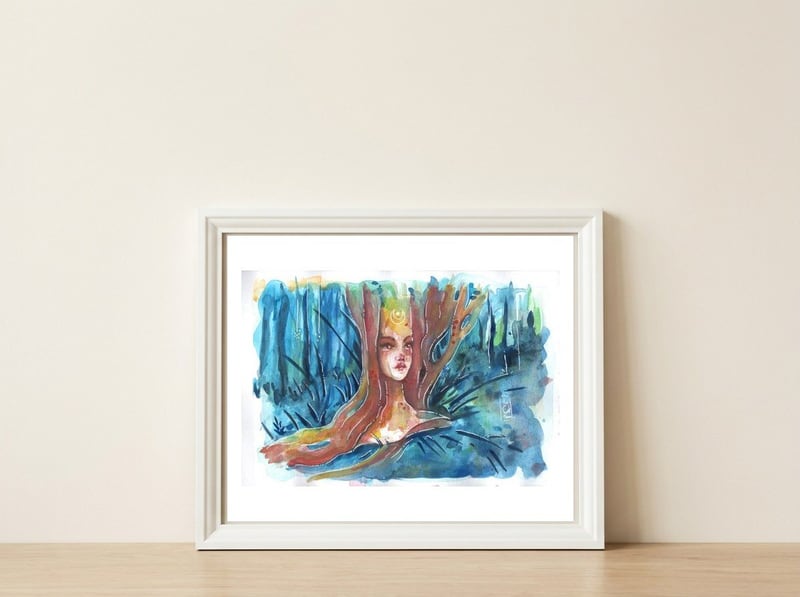 Midsummer Night Dryad — framed, leaning against the wall