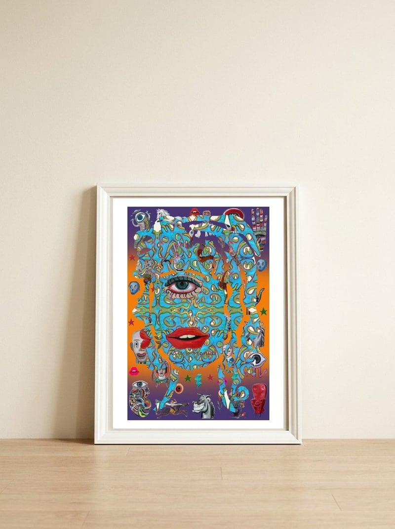 Mujer Digital 2 23 — framed, leaning against the wall