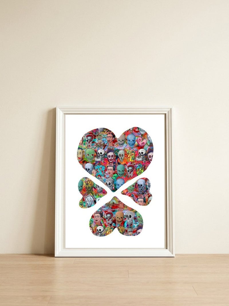 4 Corazones 2 Copia — framed, leaning against the wall