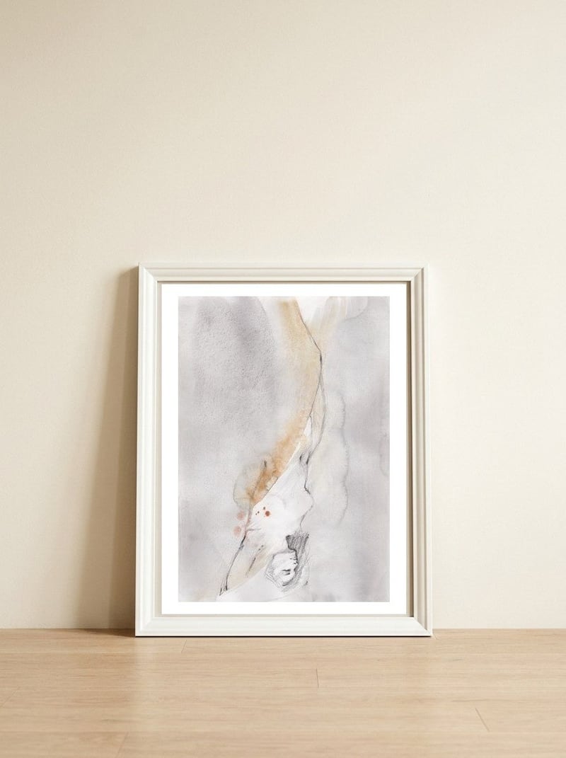 Drawing of a beautiful girl — framed, leaning against the wall