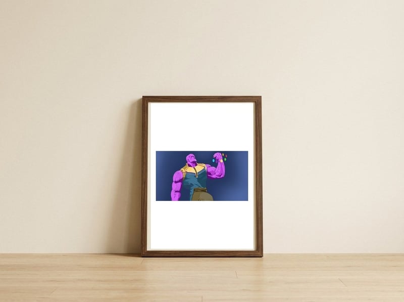 Thanos — framed, leaning against the wall