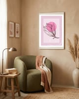 Magnolia  Minimalist Scandinavian, Abstract Geometric Art, Botanical Art framed in a tender room thumbnail