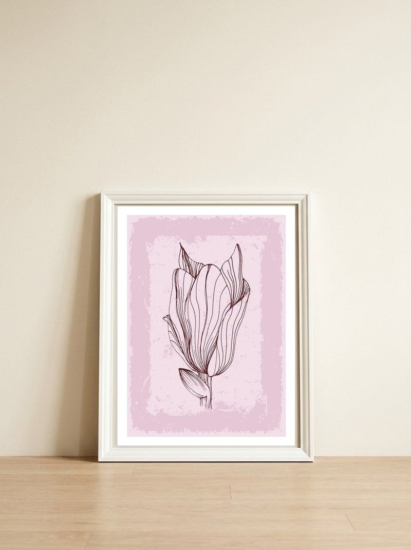 Magnolia Abstract Geometric Nordic — framed, leaning against the wall