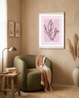 Magnolia Simple Minimal Geometric - Boho Botanical Leave framed in a tender room thumbnail