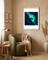 Emerald Lunar Core Cracking Open framed in a tender room thumbnail