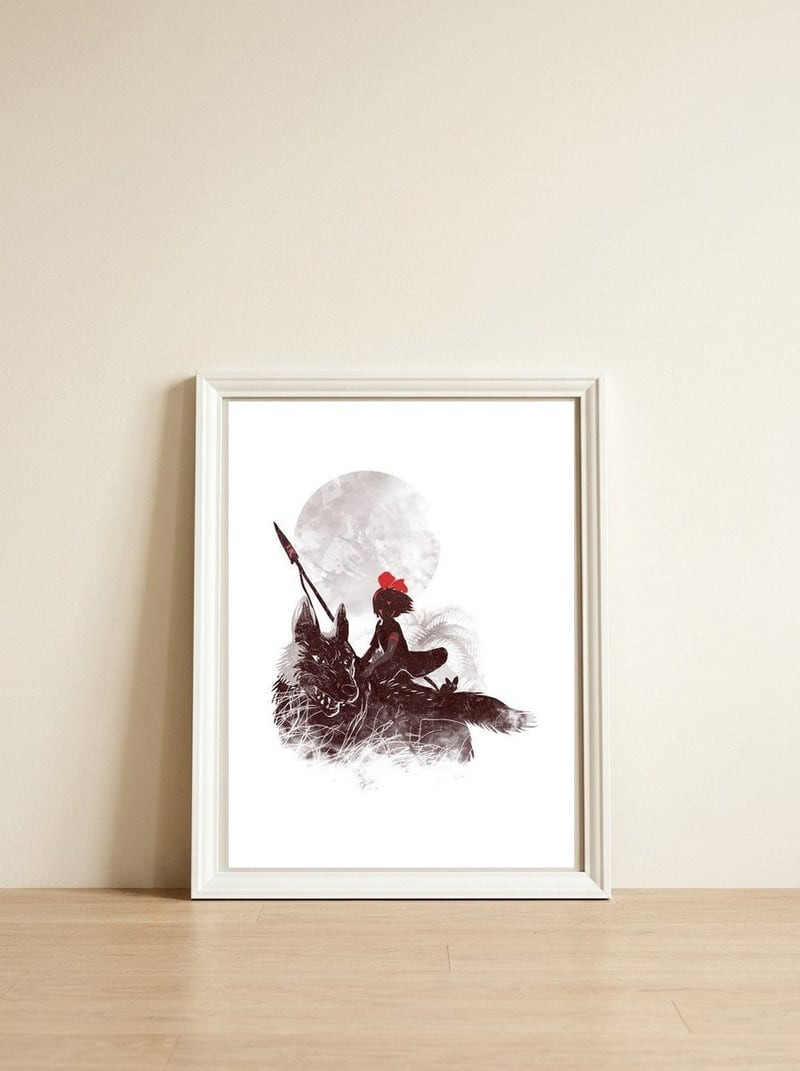 Princess Monokiki — framed, leaning against the wall