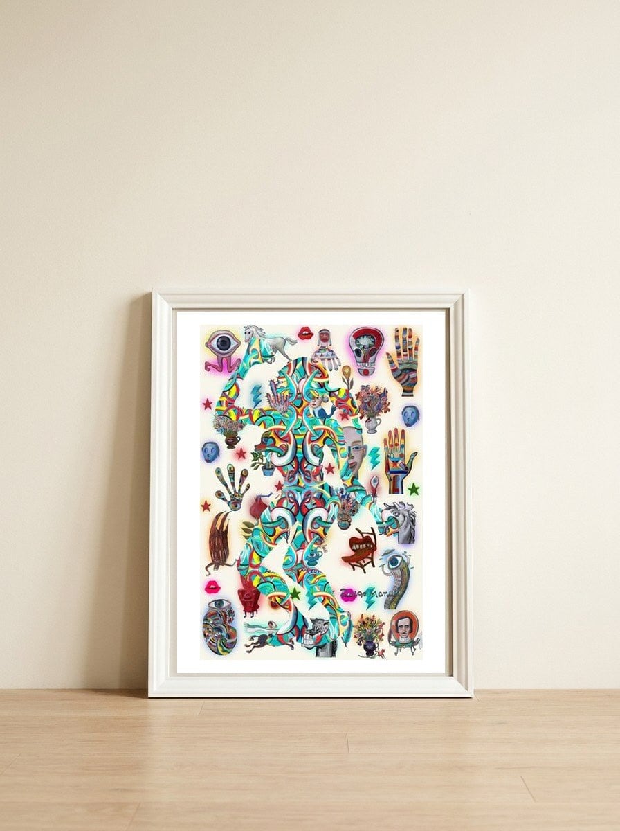 Dance Girl B 34 — framed, leaning against the wall