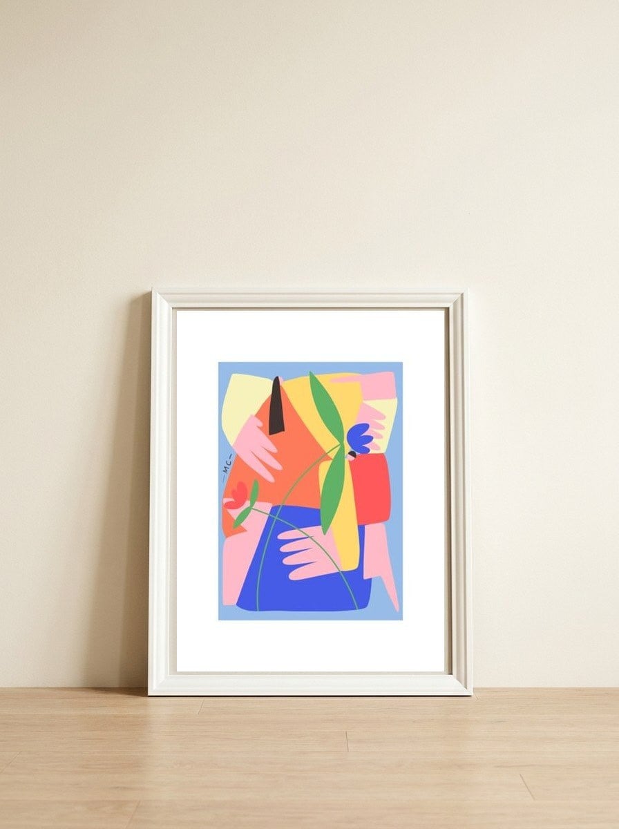 Listen — framed, leaning against the wall