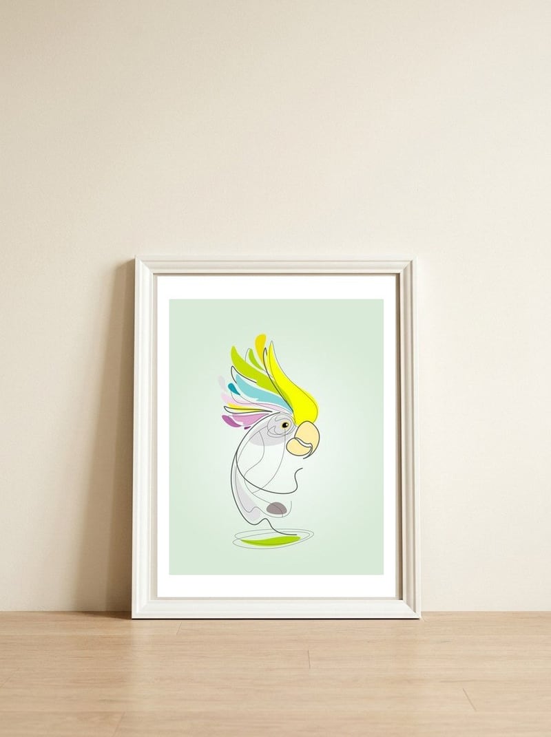Parrot — framed, leaning against the wall