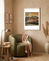Art boats on Lake Garda, Italia framed in a tender room thumbnail