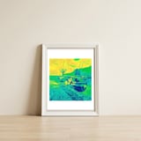 Boats on Green, blue and yellow — framed, leaning against the wall thumbnail
