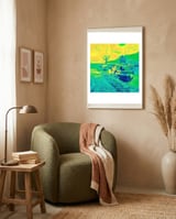 Boats on Green, blue and yellow framed in a tender room thumbnail