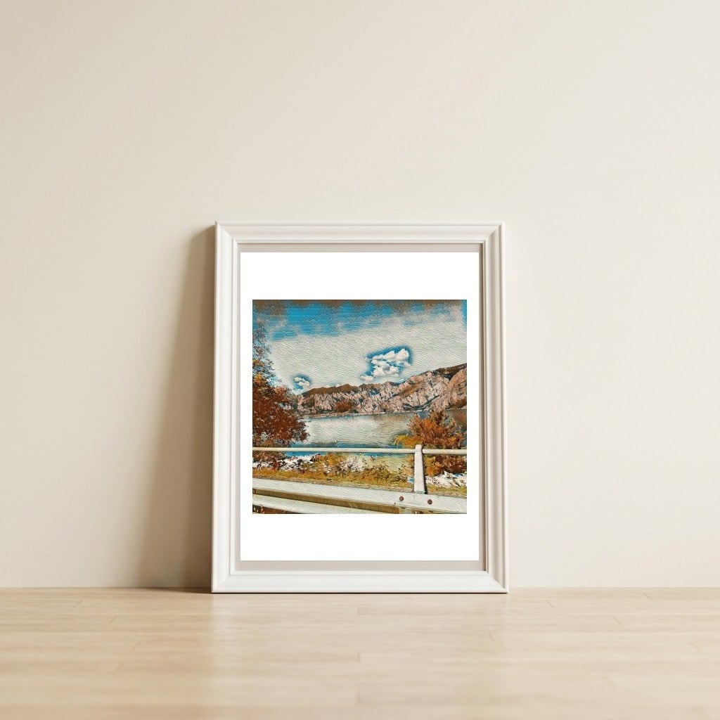 Sunny Garda Lake, italy. — framed, leaning against the wall