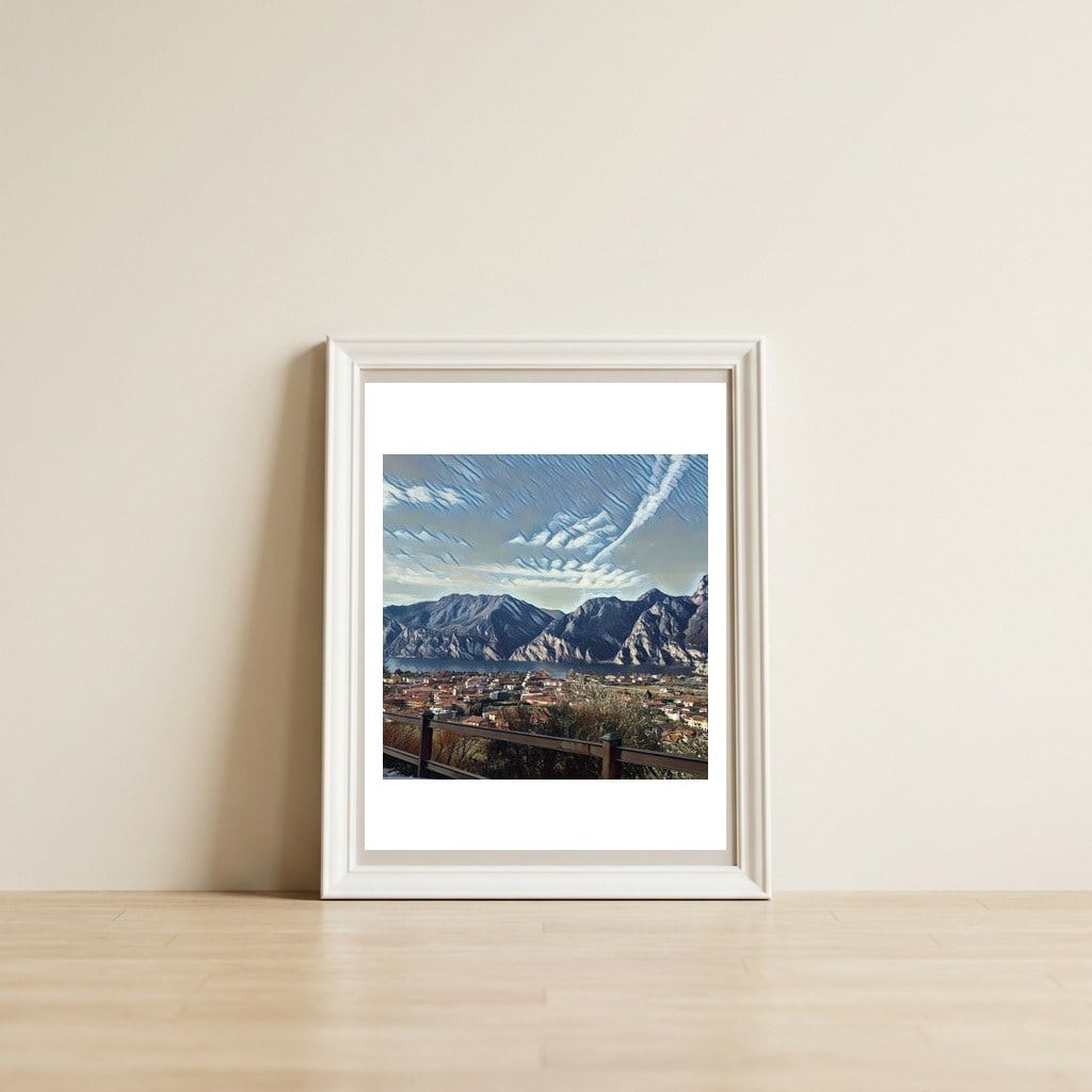Side way to Lake Garda, Italy. — framed, leaning against the wall
