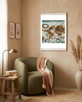 Vintage Mapa Mundi revisited framed in a tender room thumbnail