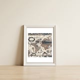 Antique Mapa Mundi revisited — framed, leaning against the wall thumbnail