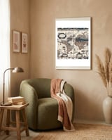 Antique Mapa Mundi revisited framed in a tender room thumbnail