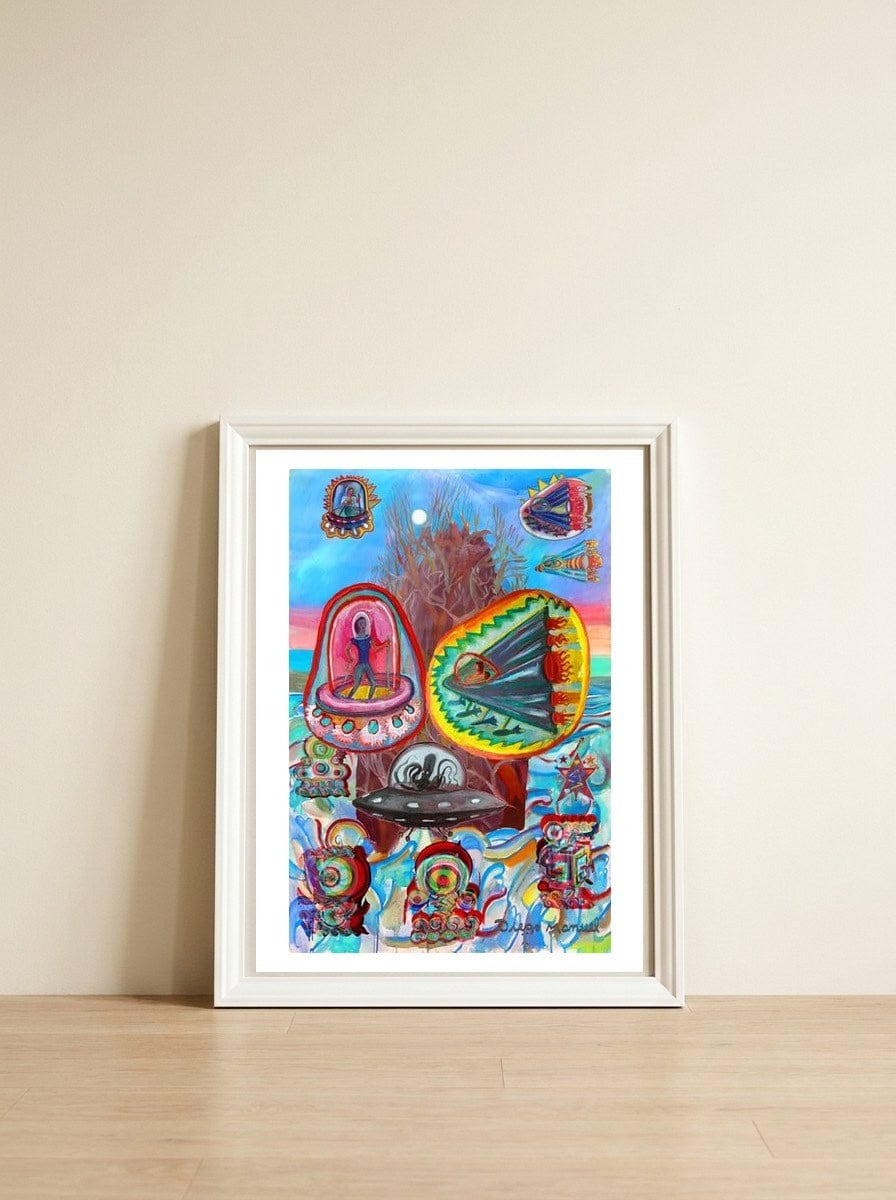 La Isla Digital 6 — framed, leaning against the wall