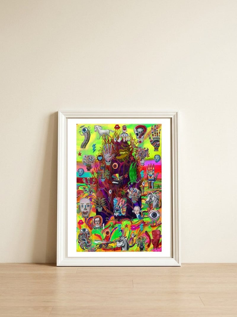 La Isla Digital 33 — framed, leaning against the wall