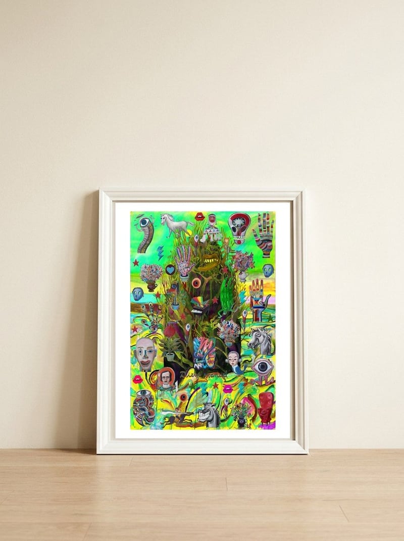 La Isla Digital 37 — framed, leaning against the wall