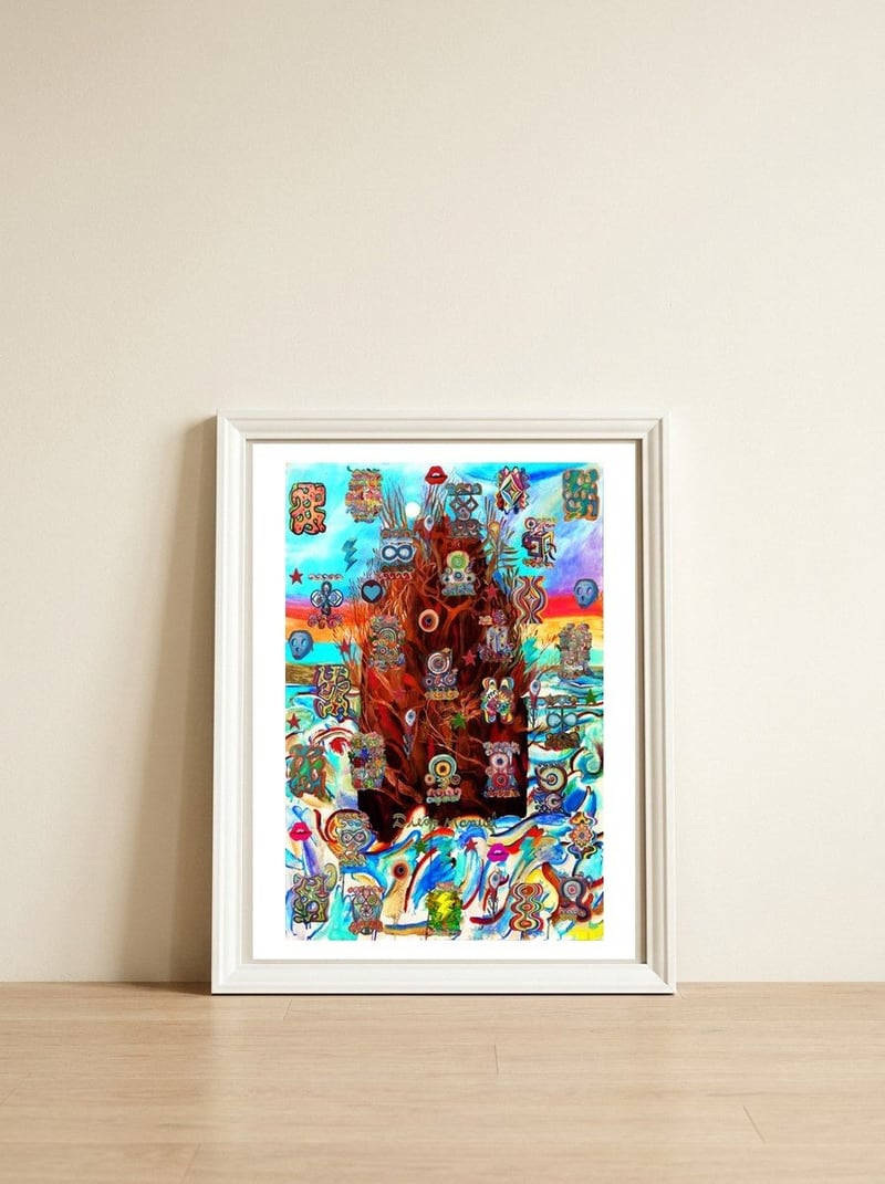 La Isla Digital 44 — framed, leaning against the wall