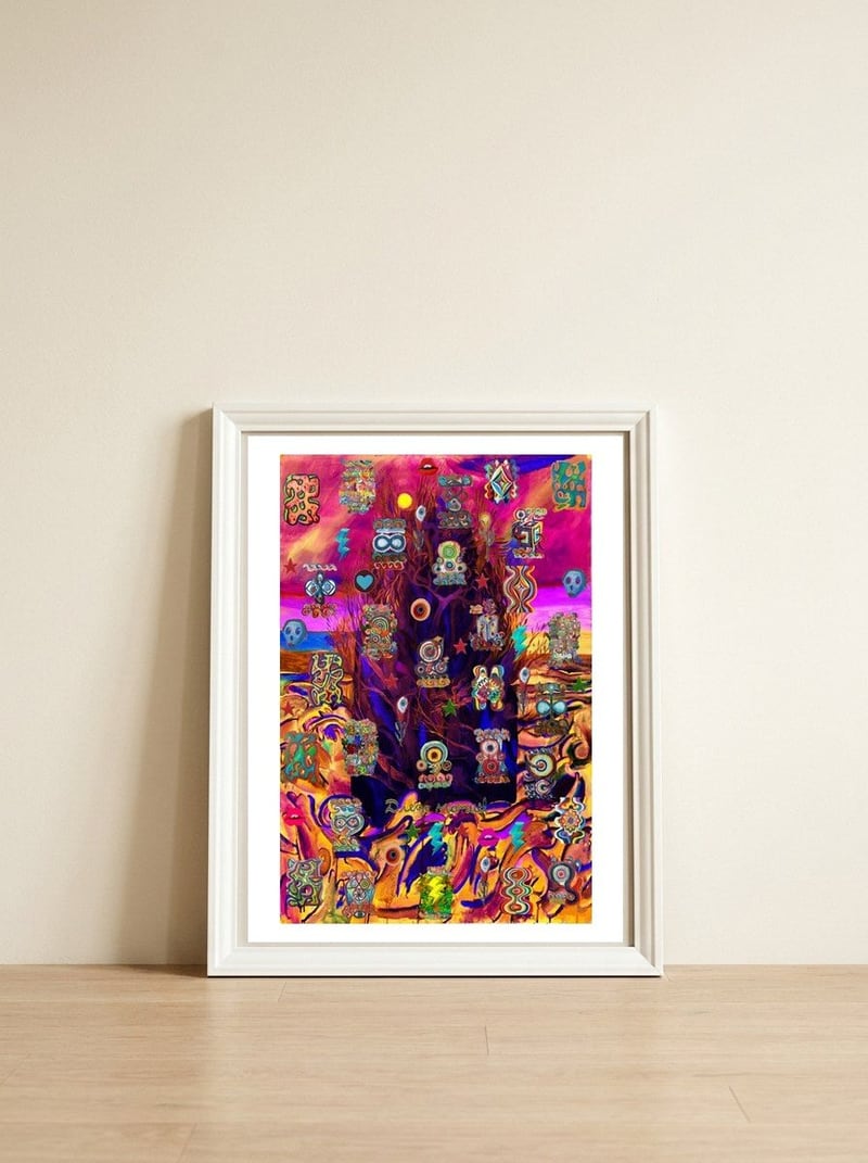 La Isla Digital 48 — framed, leaning against the wall
