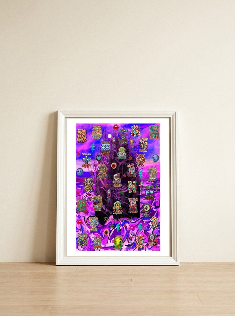 La Isla Digital 51 — framed, leaning against the wall