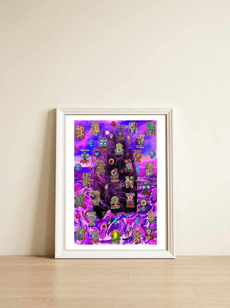 La Isla Digital 51 — framed, leaning against the wall